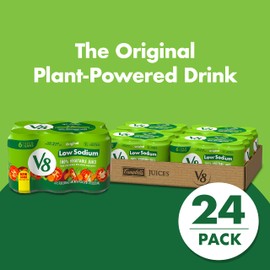 V8 Low Sodium Original 100% Vegetable Juice, Vegetable Blend with Tomato Juice, 11.5 FL OZ Can (4 Packs of 6 Cans)