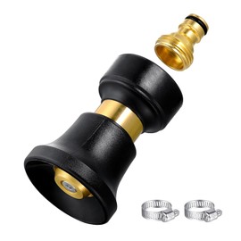 Iniscape Brass Adjustable High-pressure Fire Hose Nozzle, High-power Garden Hose Nozzle,With Connector,Suitable For Car Washing, Garden Irrigation, And Floor Cleaning Nozzles (Black)