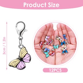 ASTER Pack of 12 Knitting Stitch Markers with Lobster Clasp, Locking Stitch Butterfly Crochet Stitch Marker Charms, Crochet Tools for Knitting, Weaving, Sewing, Crochet or Crafts