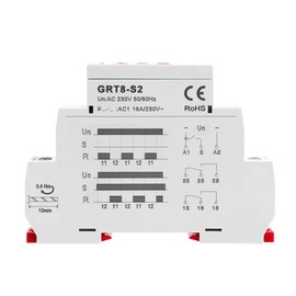 GEYA Asymmetric Cycle Time Relay 2SPDT 16A AC230V Cycler Repeat Timer Delay Relay Din Rail Modular(GRT8-S2,AC230V)