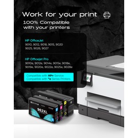 962xl 962 Ink Cartridges for HP OfficeJet Pro 9015e 9018e 9025e 9010e 9020e 9015 9018 9010 9020 9025 Series Printer, 962 XL High Yield Ink Cartridge Combo Pack 4 Pack (Black, Cyan, Magenta, Yellow)