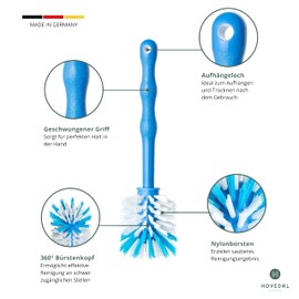 Pack of 3 Washing Up Brushes for Mixing Containers - Cleaning Brush Perfect for Cleaning Food Processors with Mixing Containers, Stand Mixers and Much More Accessories Brush (1 x Blue / 1 x Green / 1