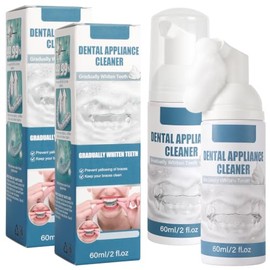 2PCS Espuma Limpiadora De Aparatos Ortopédicos Dentales, Limpia Manchas | Eliminador De Placa Para Dientes, Limpiador De Retenedores, Blanquea y Refresca el Aliento, para Aparatos de Ortodoncia