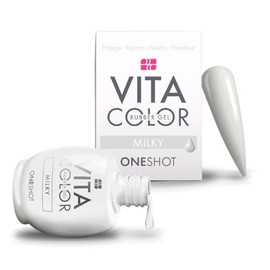 ONE SHOT - VITA COLOR Rubber Gel, Adicionado con Calcio, Vitamina E y Queratina, 14 mL. (MILKY)
