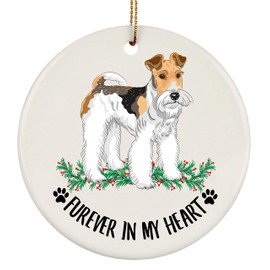 Memory Gift for Loss of Wire Hair Fox Terrier Clipart Furever in My Heart Gifts 2024 Christmas Tree Ornaments Circle