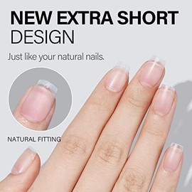 AILLSA Uñas Postizas Extra Cortas Estilo Ataúd, 450 Unidades, en Gel, Cobertura Total, Acabado Mate, Prelimadas, Suaves, A Presión, 15 Tamaños, Uñas P