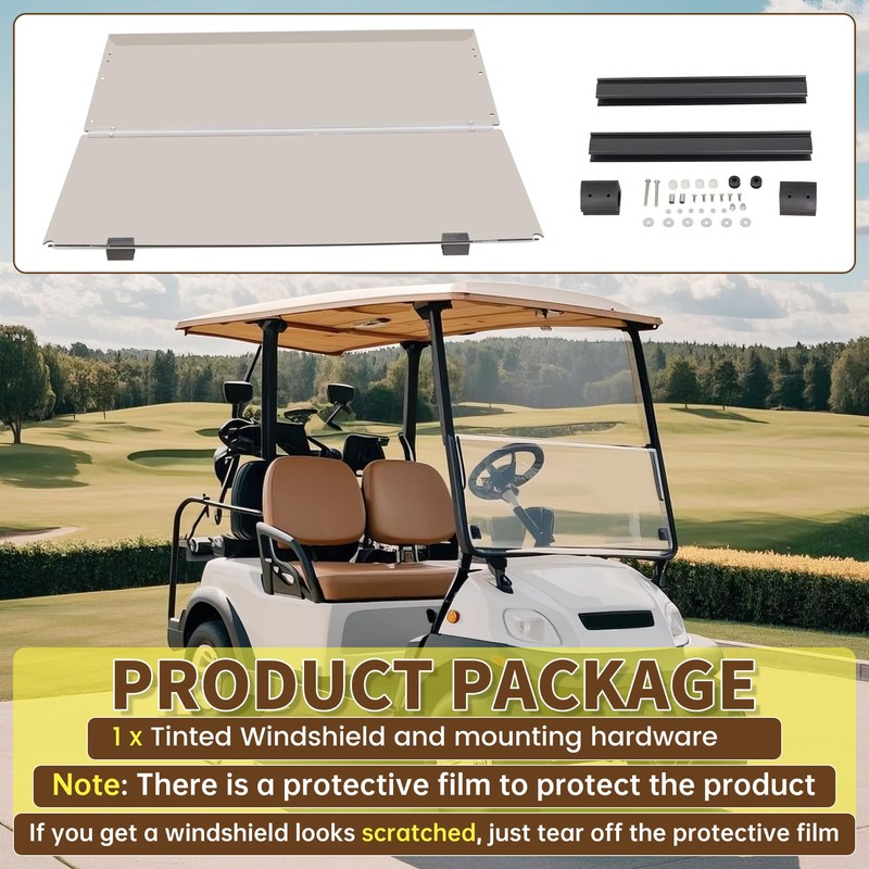 ECOTRIC Tinted Windshield Compatible with 2007-2016 Yamaha Drive G29 Gas