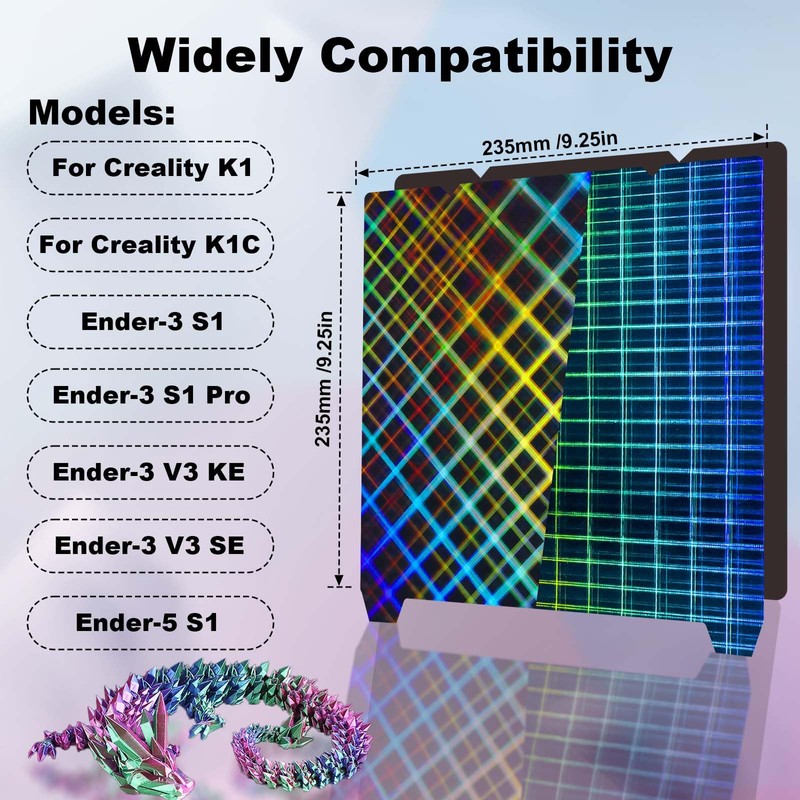 IdeaFormer PES Printing Plate 235 x 235 mm, Smooth Rainbow