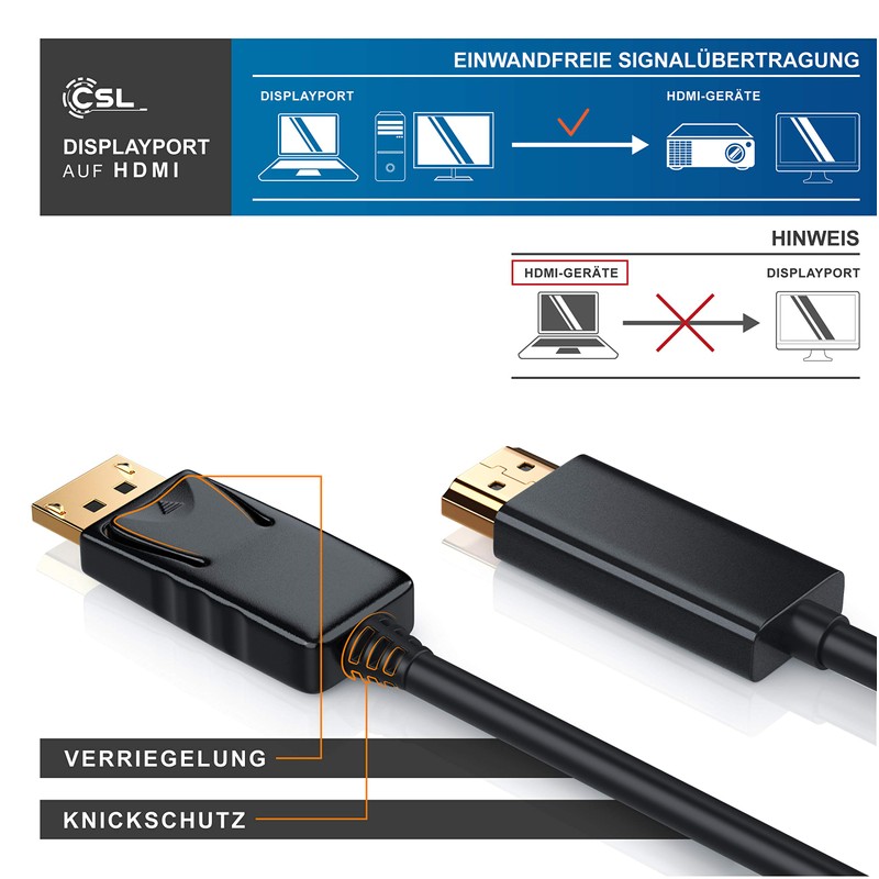 CSL HDMI to DisplayPort Adapter Black