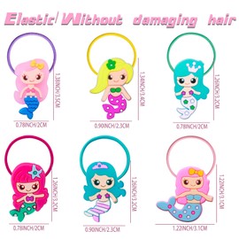 Pack of 36 Mermaid Hair Bobbles Girls Cartoon Elastic Hair Bands Girls Accessory
