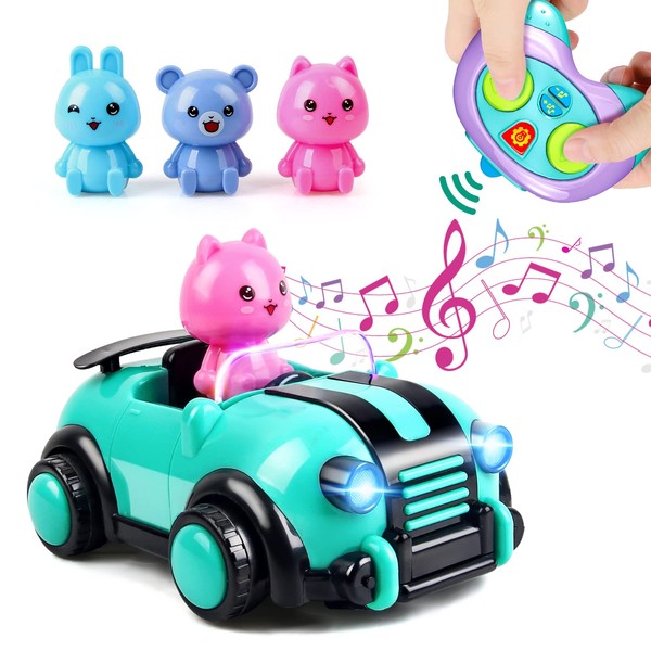 kramow Toy 2 3 Years Girls Remote Control Car Toy for Baby Kids Toddler Girls Boys Lights and Music Gift