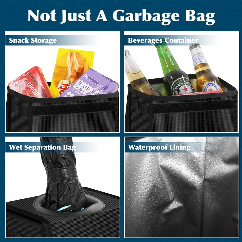 Femuar Leak Proof Car Trash Can with Lid - Waterproof