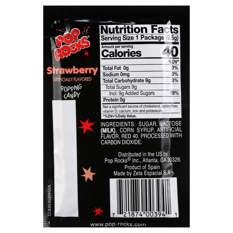 Pop Rocks Strawberry 0.33 oz Each (Pack of 24)