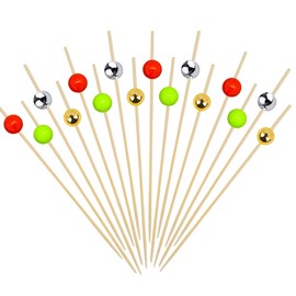 100PCS Christmas Cocktail Picks,Assorted Handmade Christmas Food Picks,4 Color Pearl Christmas Party Picks,Christmas Toothpicks for Drink Fruit Dessert Food Appetizers