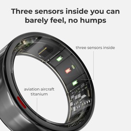 POBOVi Ring Gen1, Wireless Charging Case & Sizing Kit, Activity & Sleep Tracker, Heart Rate, Blood Oxygen & Stress Monitoring, No Subscription Required, Compatible with iOS & Android (Silver,Size 7)