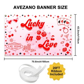Avezano Las Vegas Bachelorette Backdrop Lucky in Love Banner Red Casino Theme Bachelorette Party Decorations Casino Bachelorette Party Banner for Photoshoot 70.8 x 43.3 Inch