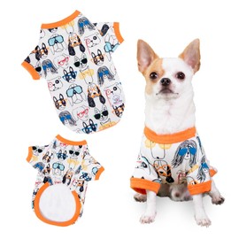 Pippo's Shop 2 Pack Dog T-Shirt Premium Peru Cotton–Fashionable and Cute, Pet Apparel Lightweight Stretch Puppy Shirt Soft Shirt Smooth Breathable Puppy's Clothes (Safari Friends+Hipster Pups, Medium)
