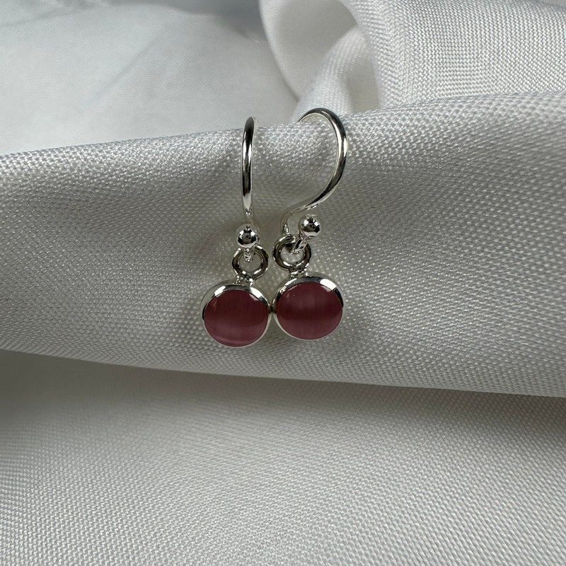 Sterling Silver & Pink Mother of Pearl Round Dangle Drop