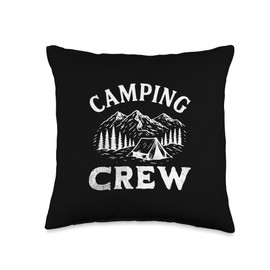 Camping Crew Mountain Cool Outdoor Camper Family Matching Throw Pillow
