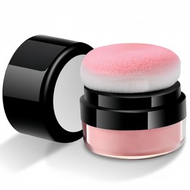 SUIKONE Teak Pom Pom Mineral Cheek with Puff High Gloss Contour Face Blush Cushion Soft High Color Lightweight Feel Breathable Natural Cosmetics (1, 02# Orange Pink, ‎4.7 x 4.7 x 5 cm)