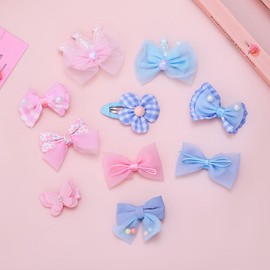 IYOU Baby Girls Hair Clips Pink Bow Hair Clips Flower Pearl Hair Pins Butterfly Non-Slip Hair Accessories for Infant Toddler Kids (Pack of 20)