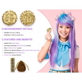 Leib Games Metal Pirate Coins – 100 Gold Treasure Coin Set, Metal Replica Spanish Doublo...