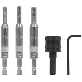 Make it Snappy Tools 45400 - 3-Piece Self Centering Hinge Bits and Quick Change Chuck Set, #2/#6/#8 Soft Wood Screws and #4/#10 Hard Wood Screws, 1/8" Hex Key, 1/4-Inch Hex Power Bit Shank