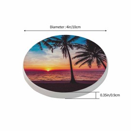 Pznen Tropical Beach Cup Coasters for Table Beautiful Sunset Coast Seascape Sunrise Dusk Scenery Reusable Drink Coasters Set 2 Pcs Coffee Home Farmhouse Living Room Bar Decor for Men Women