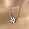 Cute Daisy Flower Pendant Necklace for Women Girls 925 Sterling