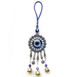 Zingtsing Evil Eye Wall Hanging Decor, Evil Eye Wind Chime, Handcraft Evil Eye Decorative Hanging Ornament for Home Car Backpack Garden