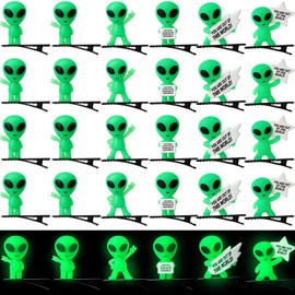 60 Pcs Alien Hair Clips Glow in Dark Rave,Mixed Styles,Green