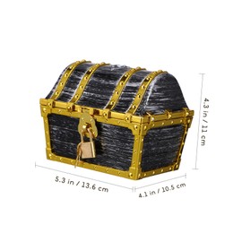 LALAFINA Pirate Treasure Chest Box with Lock Decorative Plastic Prize Box for Compact Game Prop for Parties and Pretend Play Stylish Treasure Storage for Home and Office