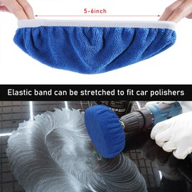 Kewucn 9PCS Car Polisher Pad, 5 to 6 Inches Car Orbital Microfiber Bonnet Polishing Buffing Pad Cover, Universal Auto Cleaning Waxers Kit- 4 Microfiber, 3 Coral Fleece, 2 Woolen (5-6 Inches)