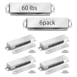 Onarway Magnetic Door Catch 60lbs Pull Strong Magnet Cabinet Latches Hardware Stainless Steel Chrome Door Closer for Pantry Bathroom Kitchen Sliding Door Window Cupboard (6 Pack-Strength 30KG)