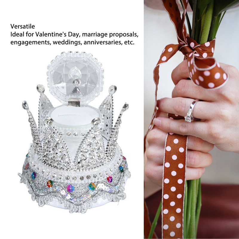 Crown Ring Box Luxurious Romantic Engagement Ring Box Portable Compact