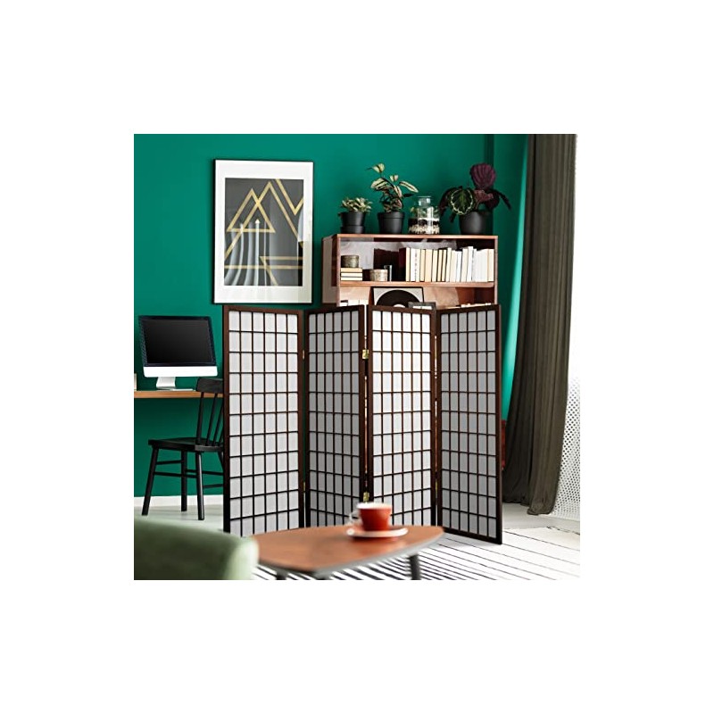 4 ft. Short Window Pane Shoji Screen - Walnut -