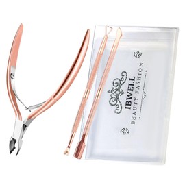IBWell Cuticle Nipper Cuticle Trimmer Tool Set with Pusher and Remover,IBWell Professional Stainless Sturdy Pedicure Manicure Tools Cutter Nipper Scissor Clipper(Rose)