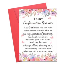 Confirmation Sponsor Gifts for Women Men, Christian Confirmation Cards Baptism Gifts Confirmation Gifts for Teens, Catholic Confirmation Sponsor Appreciation Gifts Thank You Sponsor Gifts Cards