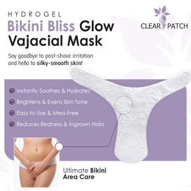Clear Patch Bikini Bliss Glow Vajacial Mask-Hydrating & Soothing Hydrogel Mask for Bikini Area-Post-Shaving & Waxing Care-Infused with Hyaluronic Acid & Aloe Vera for Soft, Radiant Skin