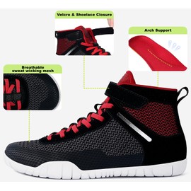 Hsyooes - Zapatos de lucha para hombre, Negro/Rojo, 11 Wide