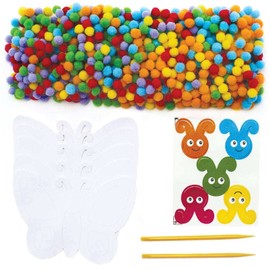 Baker Ross FC809 Butterfly Pom Pom Art Kits - Packs of 5, Pom Pom Arts and Crafts Kit for Kids