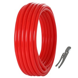 GUOFIS 3/4 Inch PEX-B Pipe/Tubing, 1 Red Roll x 300 Feet Length PEX Tubing Pipes, for Potable Hot/Cold Water Plumbing Application, with Pipe Cutter