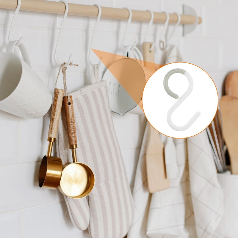 Sourcing Map 12pcs S Hooks, 3.5" Plastic, White, Modern, Over-the-ledge,