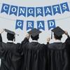 Graduation Banner Pre-strung Congrats Grad Banner Blue Glittering Process Paper
