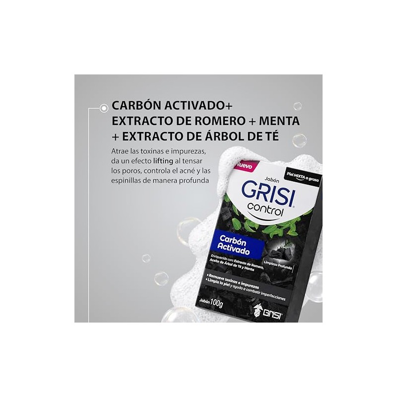 Grisi Control Jabón Facial Carbón Activado para Piel Mixta y