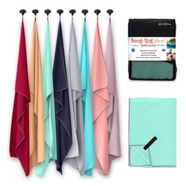 Snug Rug Microfibre Towel Super Absorbent Quick Drying Lightweight Compact for Travel Antibacterial Swimming Sports Travel Sandproof Beach Towels Microfibre Beech Glass Turquoise Large 80 x 160 cm