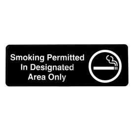 Alpine Industries Smoking Permitted in Designated Areas Only Sign - Indoor & Outdoor Plastic Signage Plate w/Adhesive Back for Home, Hotel, Restaurant & Office Cigar Section