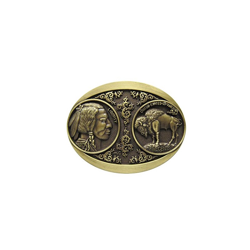 Urban Backwoods Indian & Bison II Belt Buckle for Interchangeable