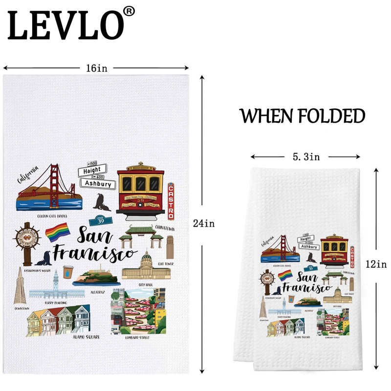 LEVLO San Francisco Kitchen Towel San Francisco Souvenir Gift San