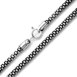 Silvershake Oxidized 2.8mm 925 Sterling Silver Popcorn Chain Necklace 22 Inch
